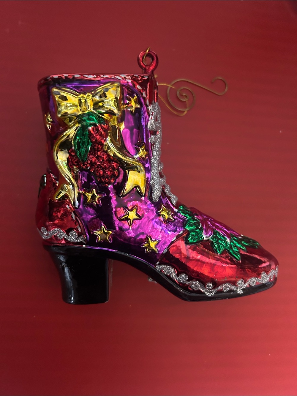 7 each Festive Red and Purple Women's Decorative Boot Ornament